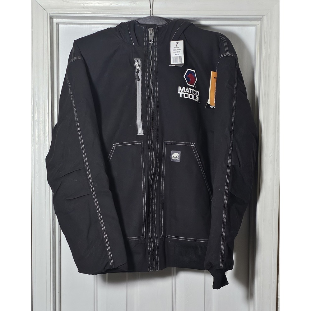 Berne‎ Men's Matco Tools Patch Black Hooded Jacket Large Embroidered Insulated